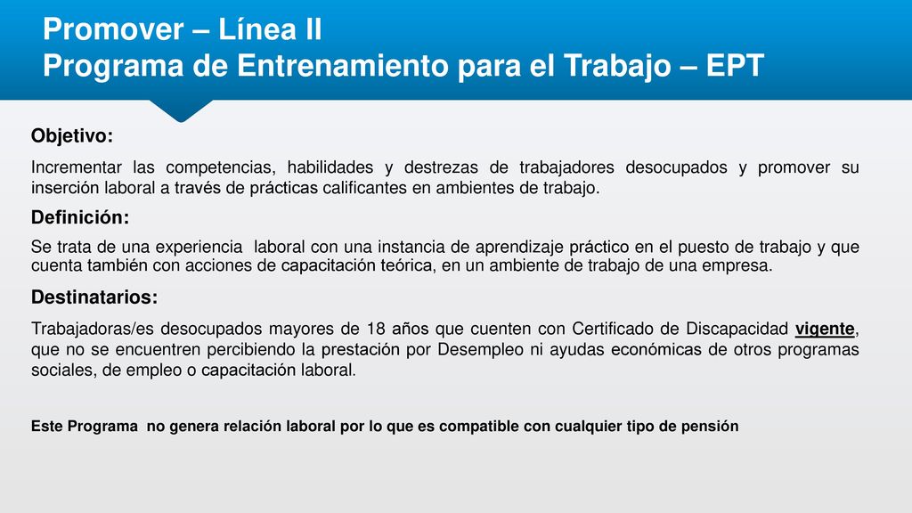 Promover - Línea II – Apoyo a la inserción laboral Generalidades