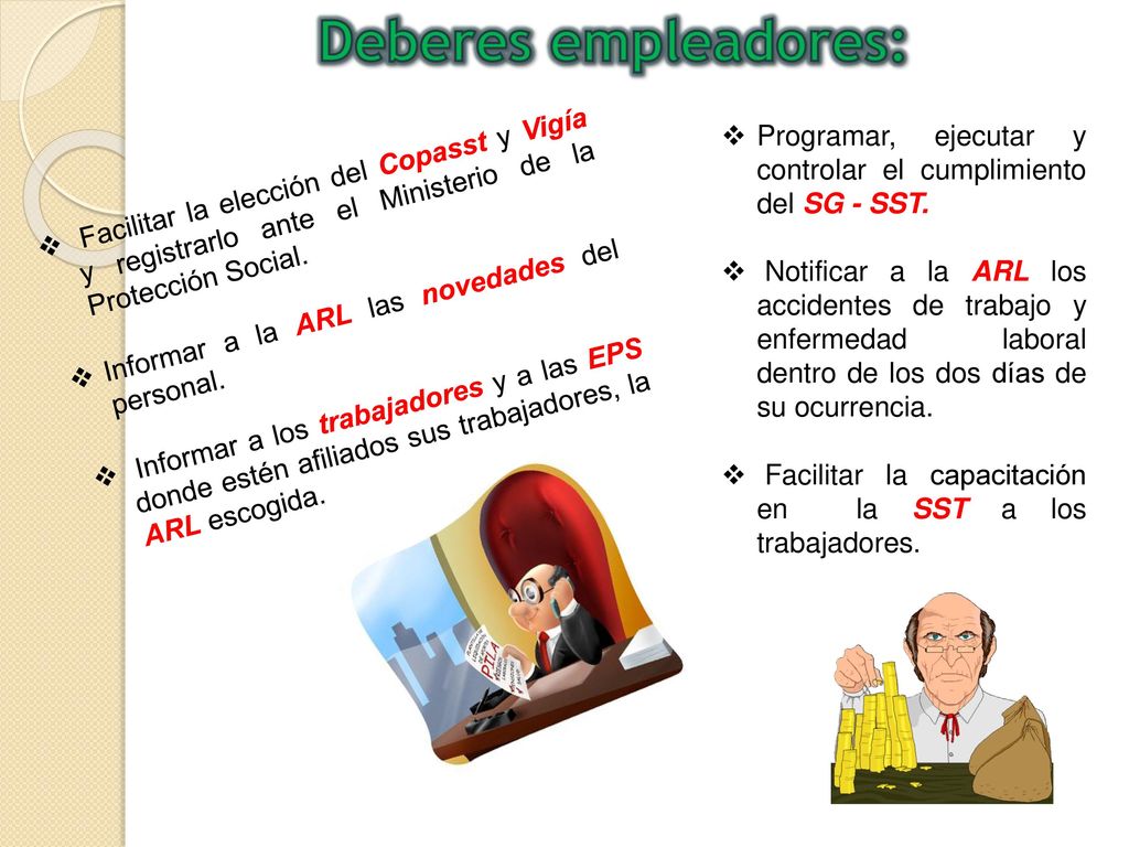 Deberes empleadores: Programar, ejecutar y controlar el cumplimiento del SG - SST.