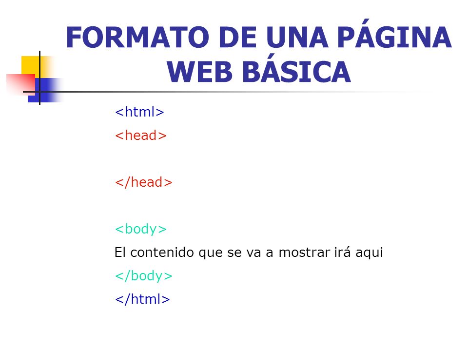 FORMATO DE UNA PÁGINA WEB BÁSICA