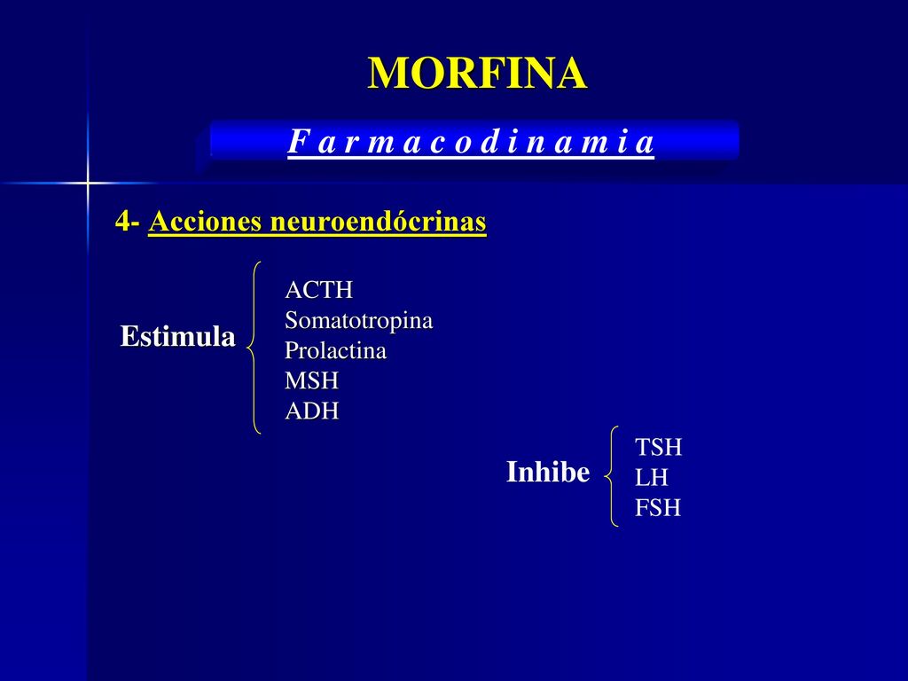 MORFINA F a r m a c o d i n a m i a 4- Acciones neuroendócrinas