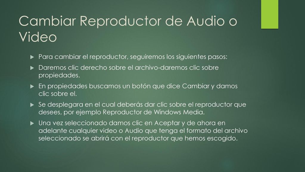 Cambiar Reproductor de Audio o Video