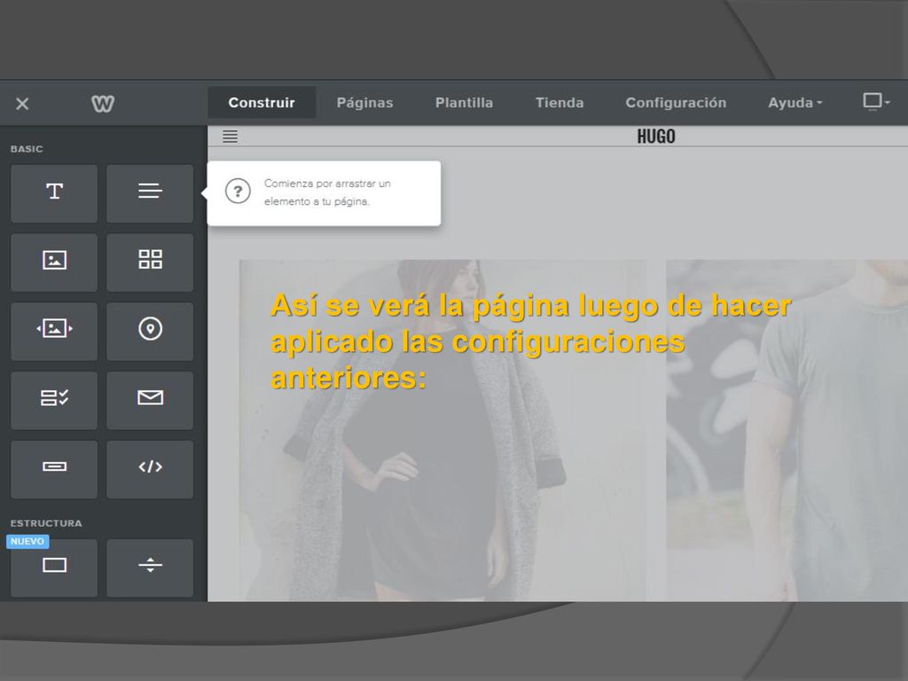 Así se verá la página luego de hacer aplicado las configuraciones anteriores: