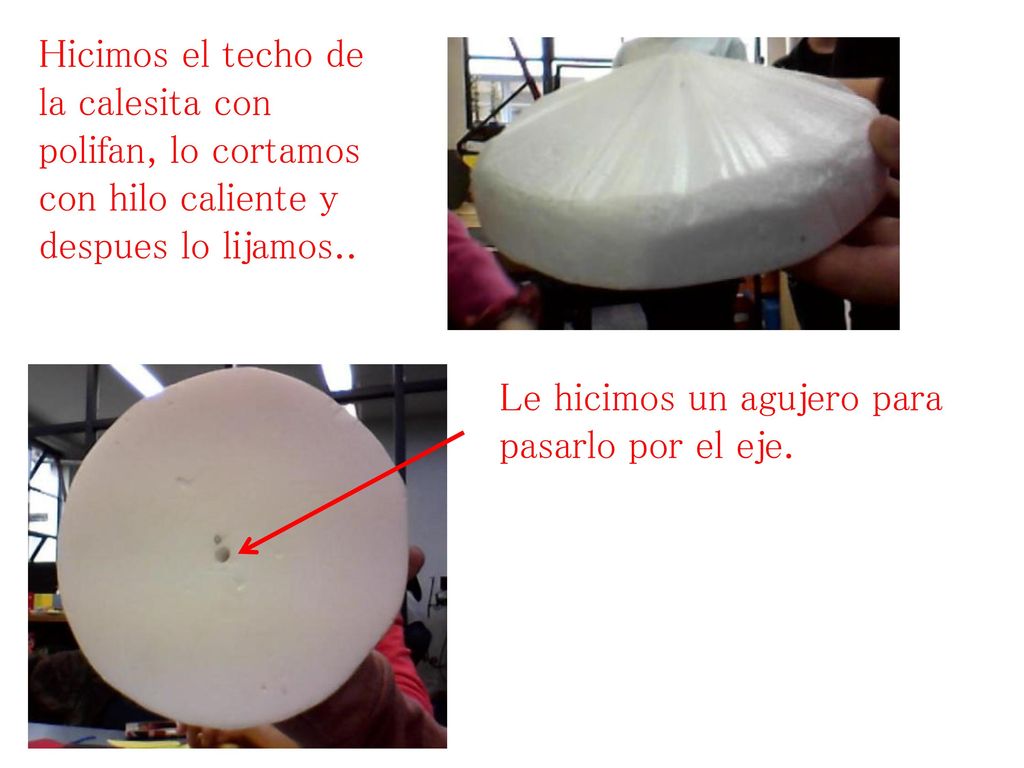 Hicimos el techo de la calesita con polifan, lo cortamos con hilo caliente y despues lo lijamos..