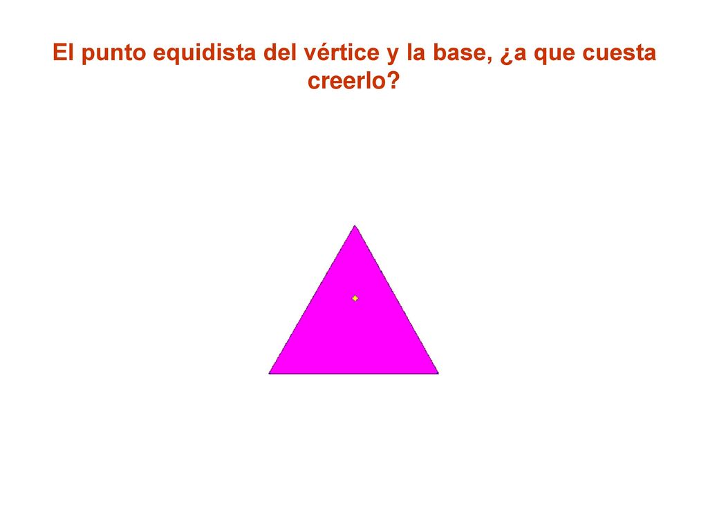 El punto equidista del vértice y la base, ¿a que cuesta creerlo