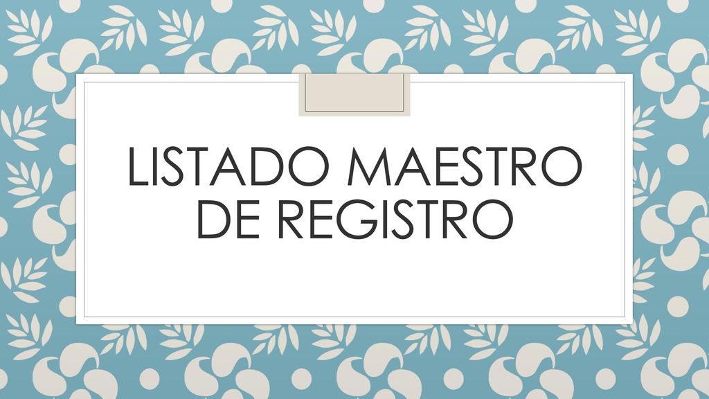 LISTADO MAESTRO DE REGISTRO