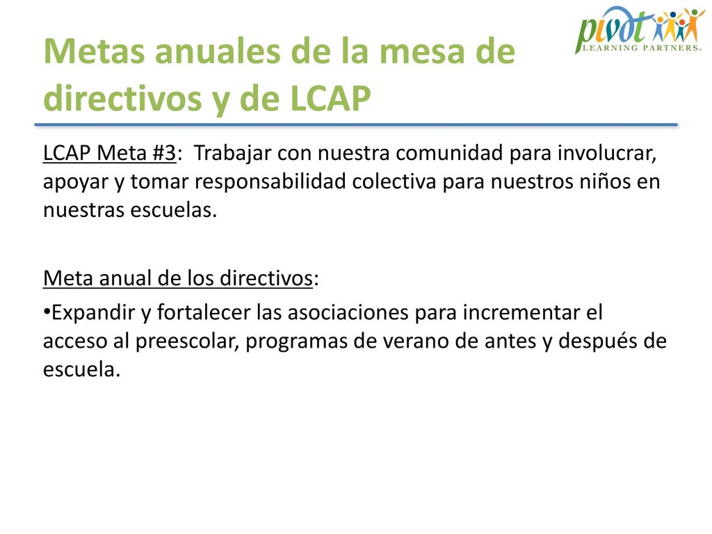 Metas anuales de la mesa de directivos y de LCAP