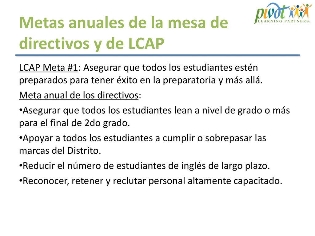 Metas anuales de la mesa de directivos y de LCAP