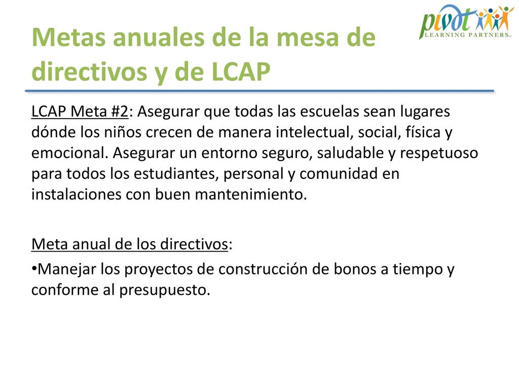 Metas anuales de la mesa de directivos y de LCAP