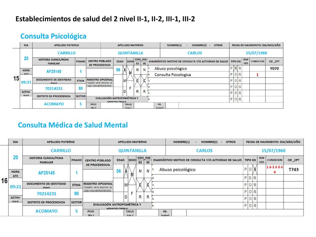 Establecimientos de salud del 2 nivel II-1, II-2, III-1, III-2