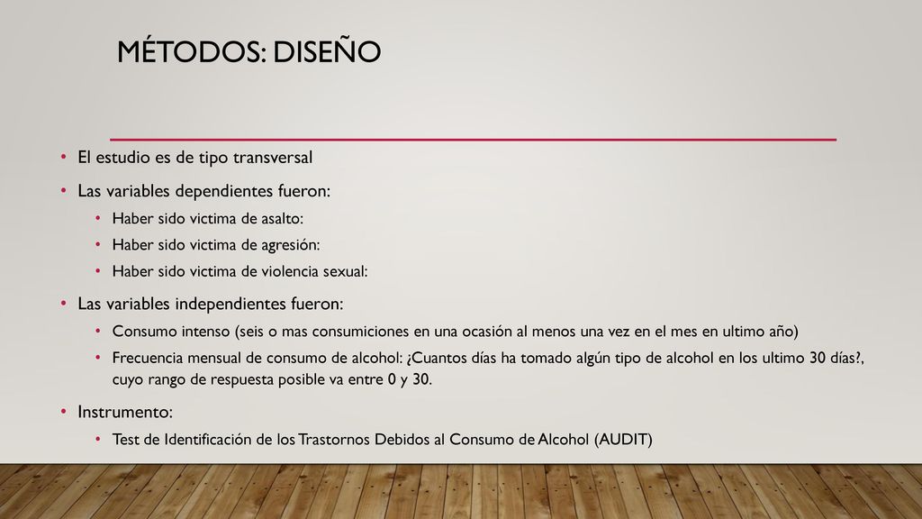 Métodos: Diseño El estudio es de tipo transversal