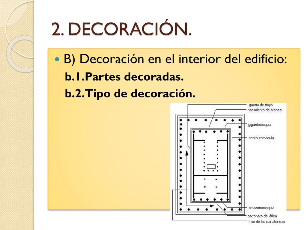 2. DECORACIÓN. B) Decoración en el interior del edificio: