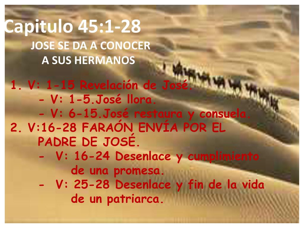 Capitulo 45:1-28 JOSE SE DA A CONOCER A SUS HERMANOS