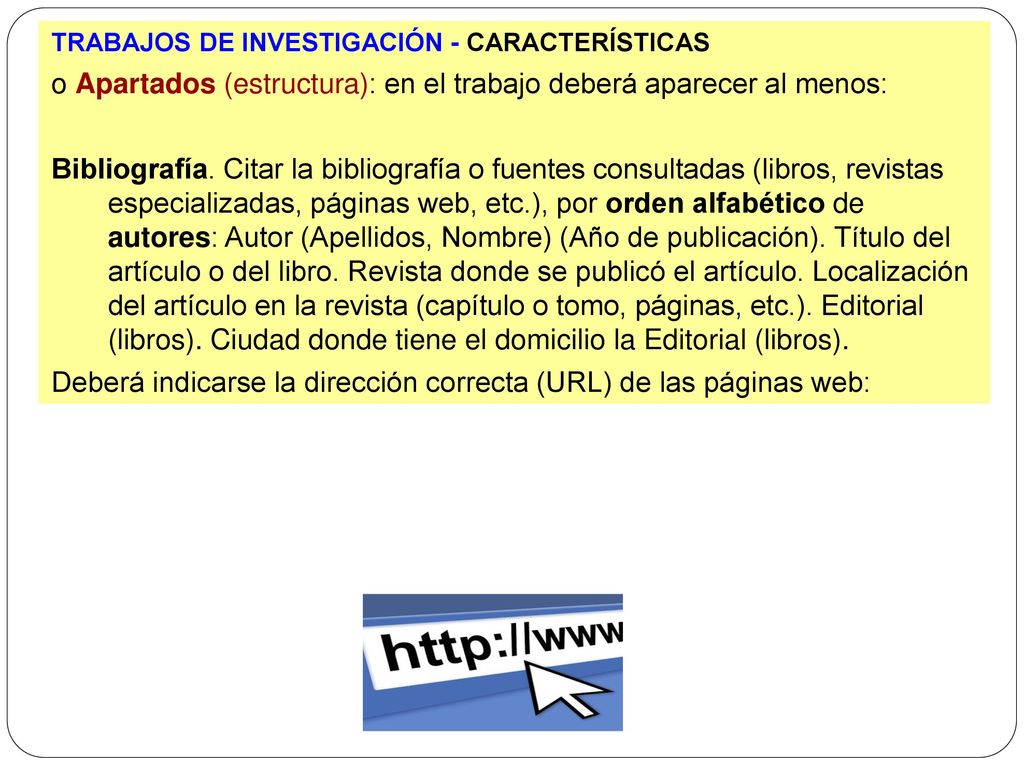 o Apartados (estructura): en el trabajo deberá aparecer al menos: