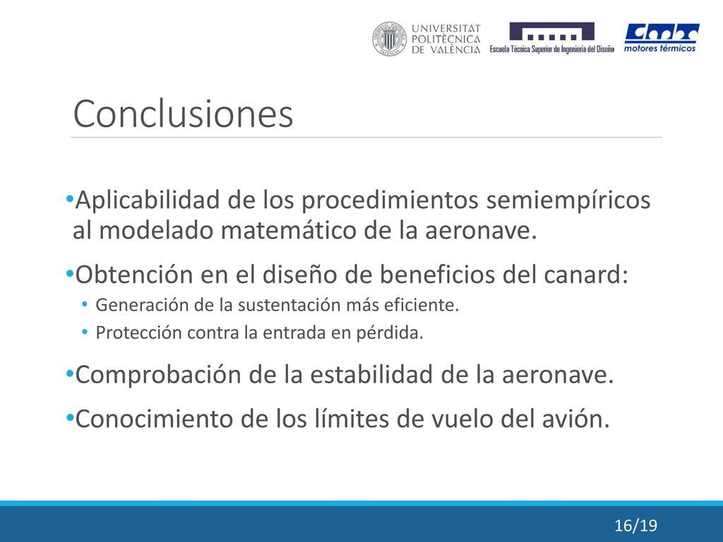 Conclusiones Aplicabilidad de los procedimientos semiempíricos al modelado matemático de la aeronave.