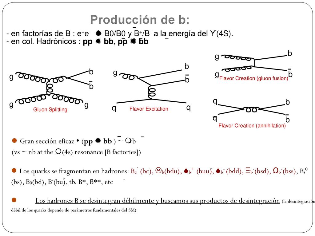 Producción de b: Gran sección eficaz  (pp  bb ) ~ b