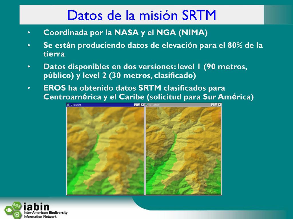 Datos de la misión SRTM Coordinada por la NASA y el NGA (NIMA)
