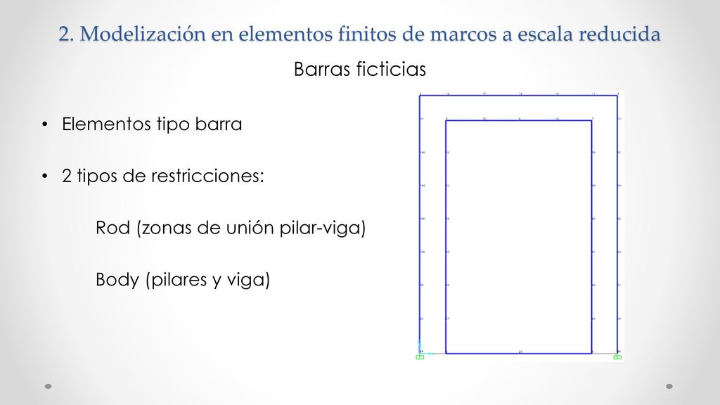 2. Modelización en elementos finitos de marcos a escala reducida