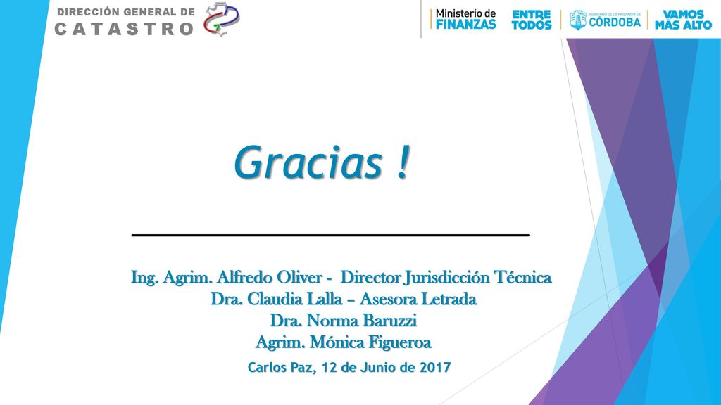 Gracias ! Ing. Agrim. Alfredo Oliver - Director Jurisdicción Técnica