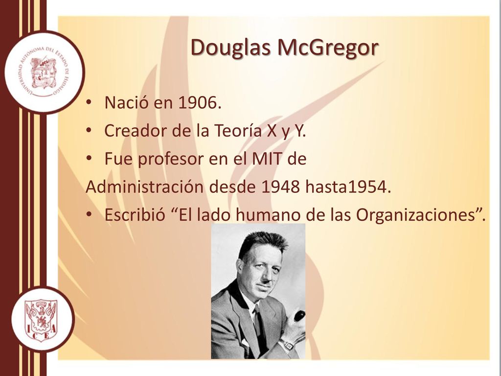 Douglas McGregor Nació en Creador de la Teoría X y Y.
