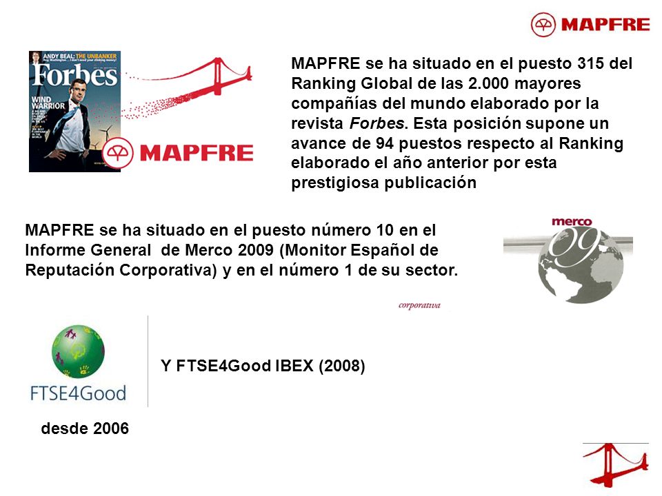 MAPFRE se ha situado en el puesto 315 del Ranking Global de las 2
