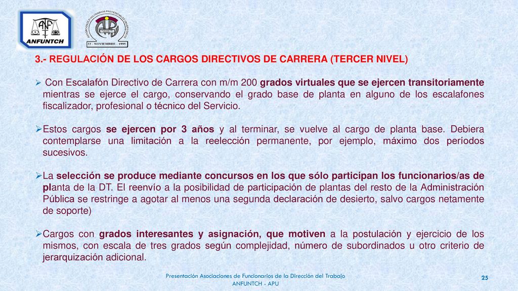 3.- REGULACIÓN DE LOS CARGOS DIRECTIVOS DE CARRERA (TERCER NIVEL)