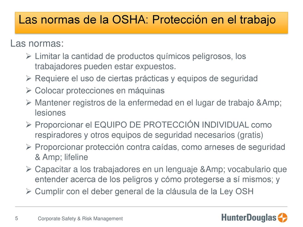 Las normas de la OSHA: Protección en el trabajo