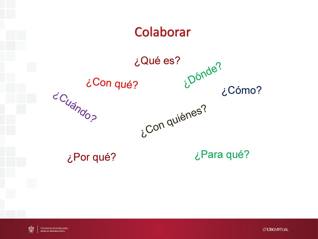 Colaborar ¿Qué es ¿Dónde ¿Con qué ¿Cómo ¿Cuándo ¿Con quiénes