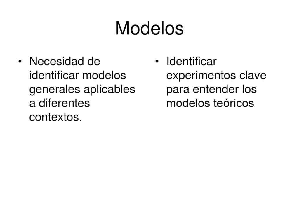 Modelos Necesidad de identificar modelos generales aplicables a diferentes contextos.