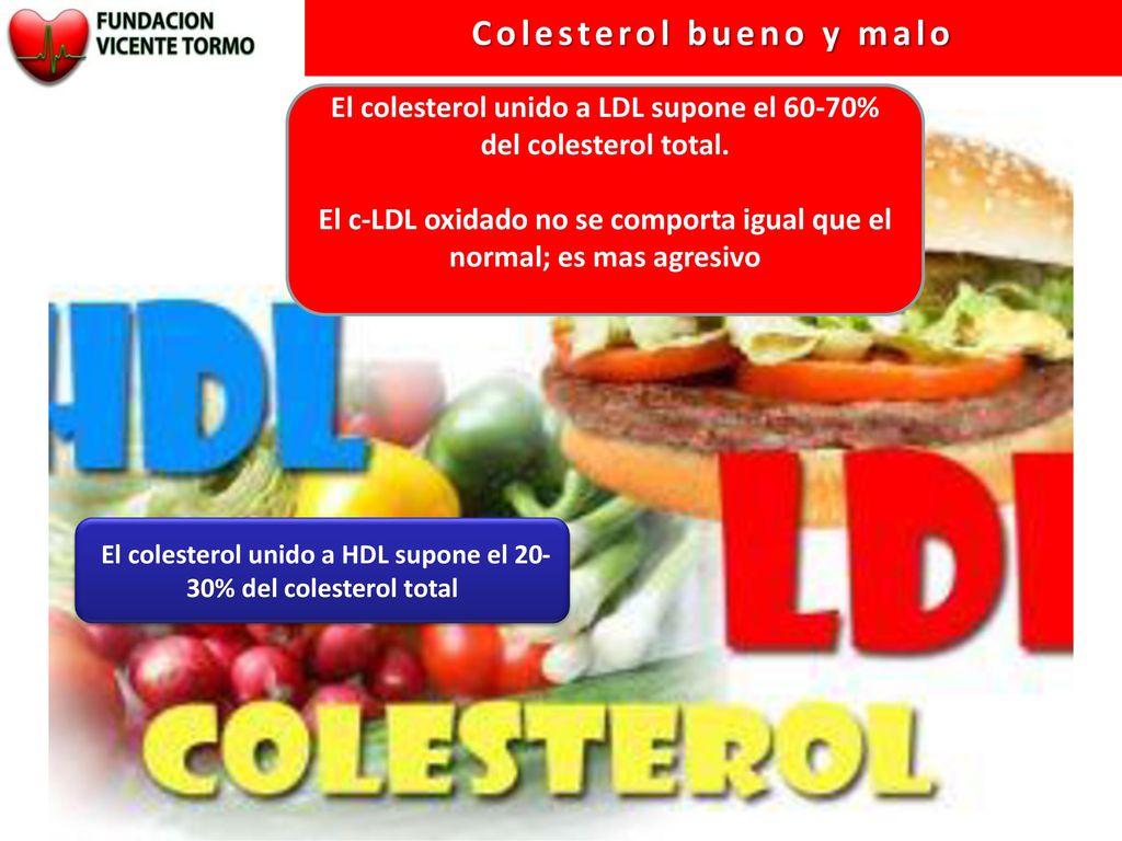 El colesterol unido a LDL supone el 60-70% del colesterol total.