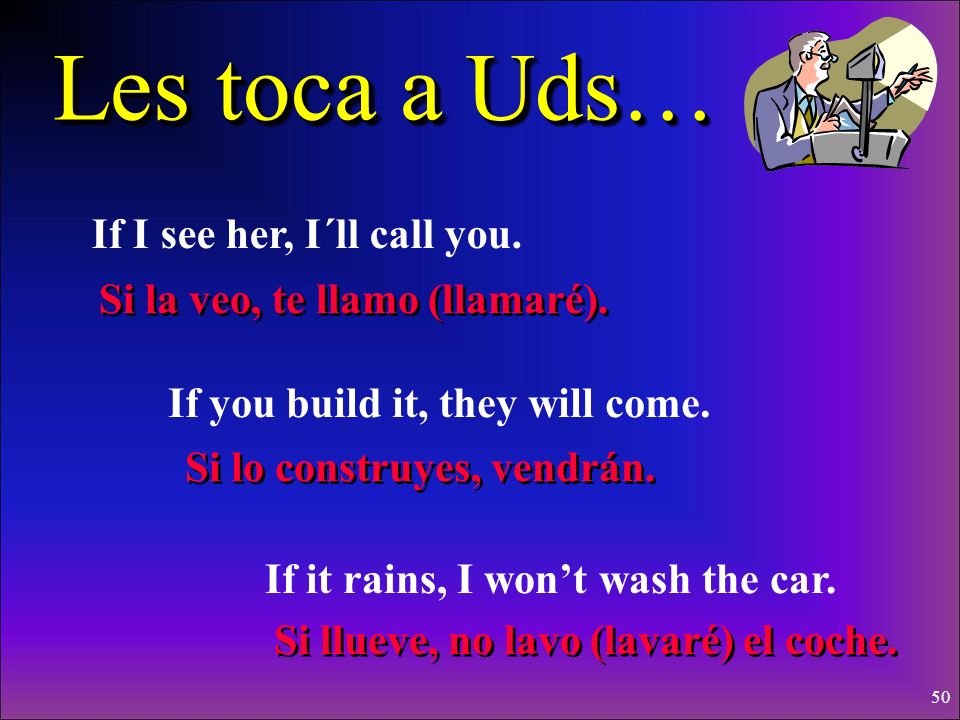 Les toca a Uds… If I see her, I´ll call you.