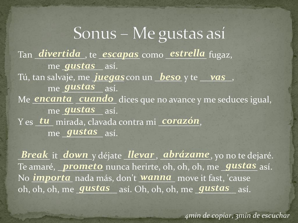 Sonus – Me gustas así divertida escapas estrella gustas juegas beso
