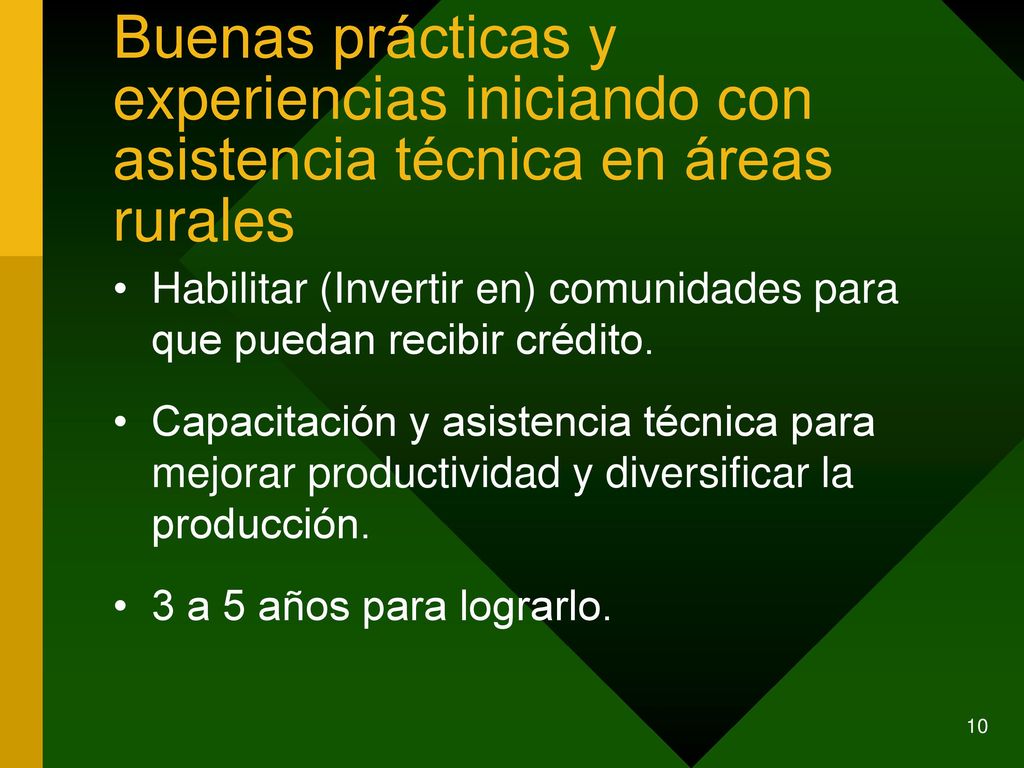 Buenas prácticas y experiencias iniciando con asistencia técnica en áreas rurales