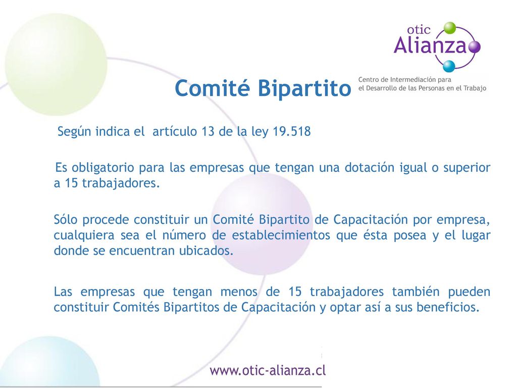 Comité Bipartito Según indica el artículo 13 de la ley