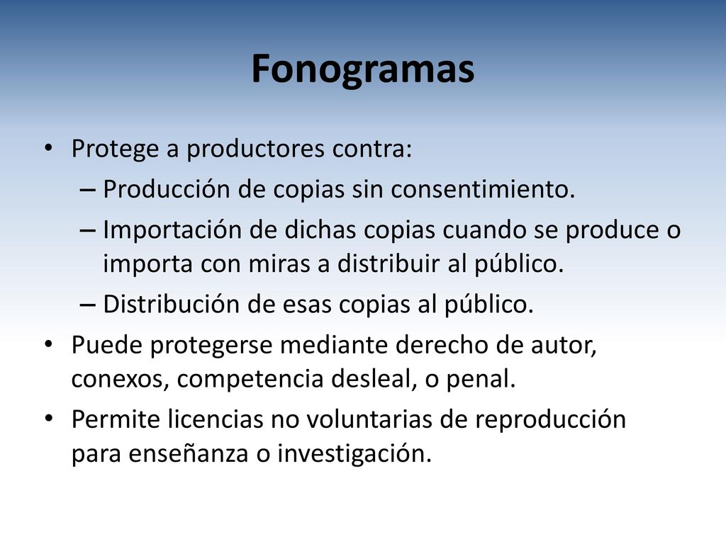 Fonogramas Protege a productores contra: