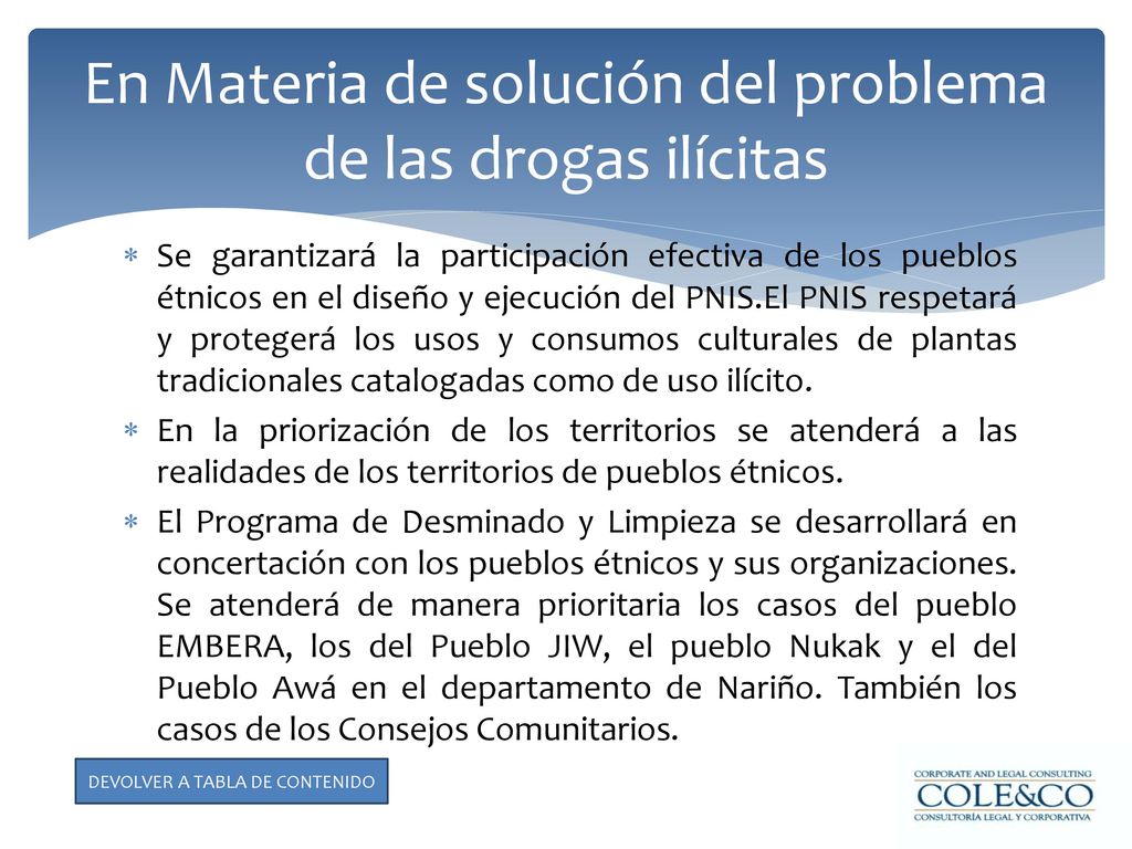 En Materia de solución del problema de las drogas ilícitas