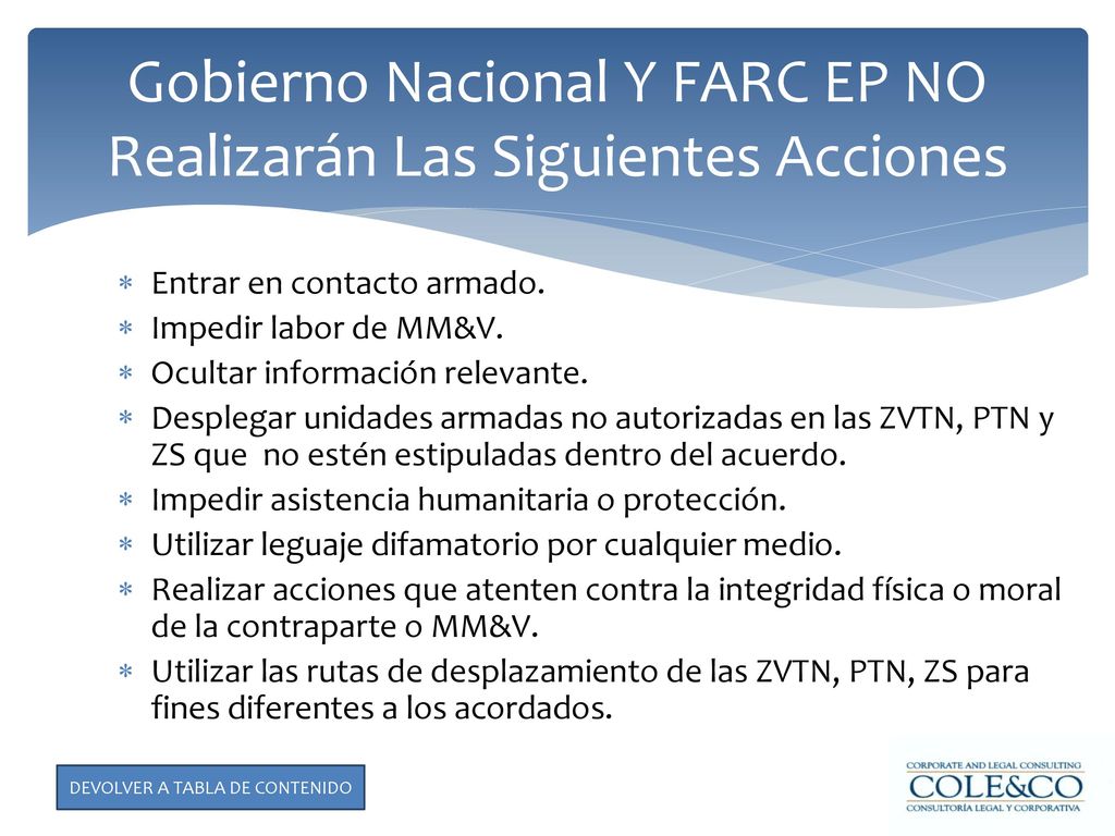 Gobierno Nacional Y FARC EP NO Realizarán Las Siguientes Acciones
