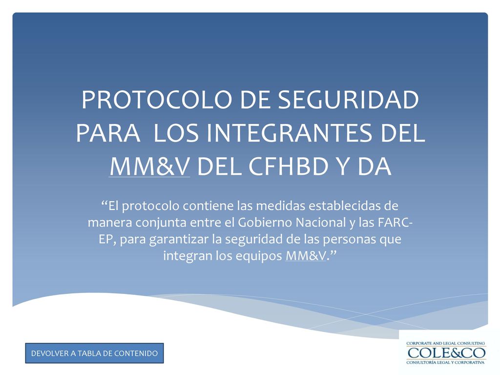 PROTOCOLO DE SEGURIDAD PARA LOS INTEGRANTES DEL MM&V DEL CFHBD Y DA