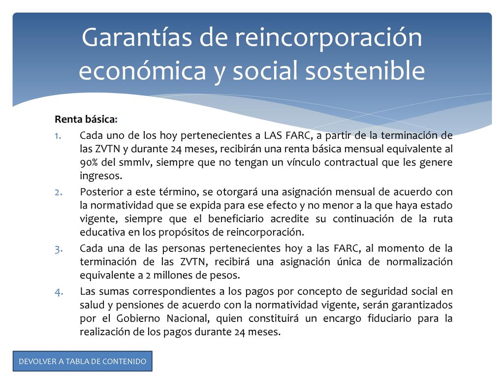 Garantías de reincorporación económica y social sostenible