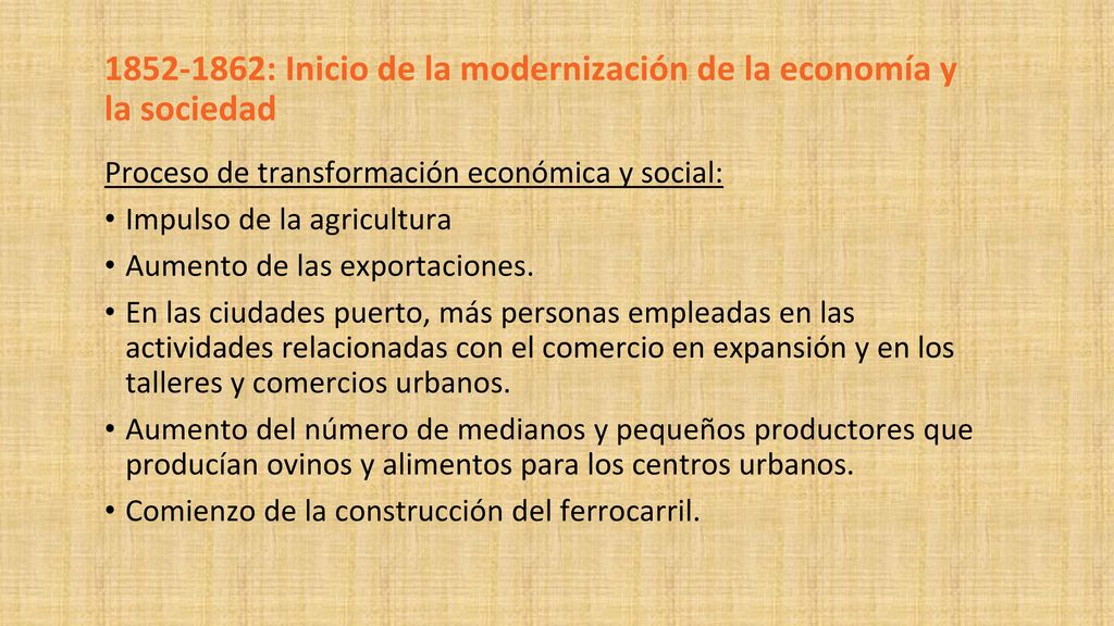 : Inicio de la modernización de la economía y la sociedad