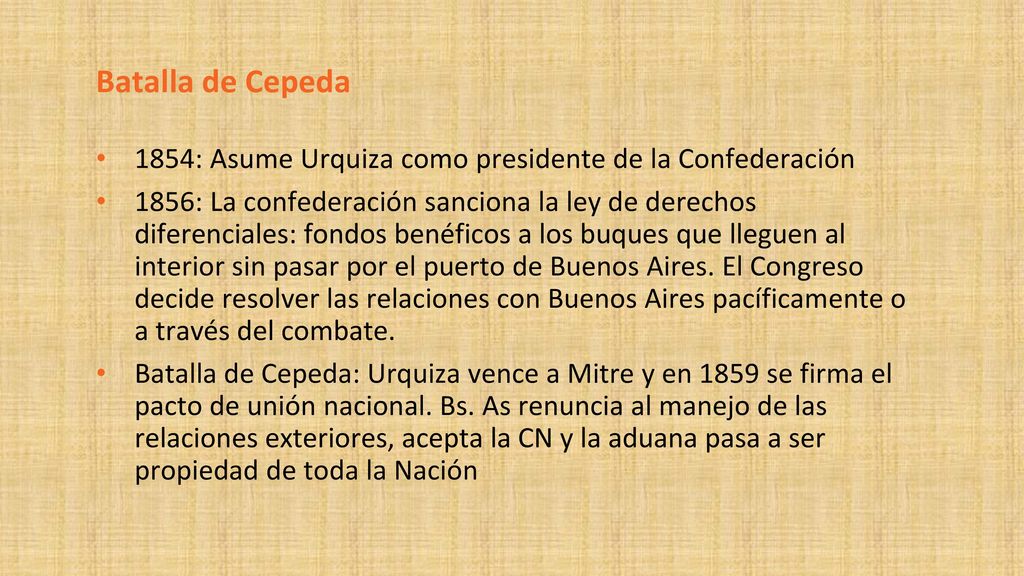 Batalla de Cepeda 1854: Asume Urquiza como presidente de la Confederación.
