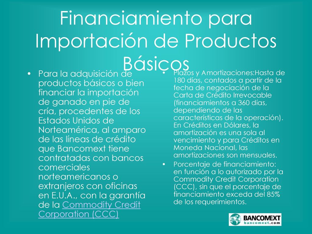 Financiamiento para Importación de Productos Básicos