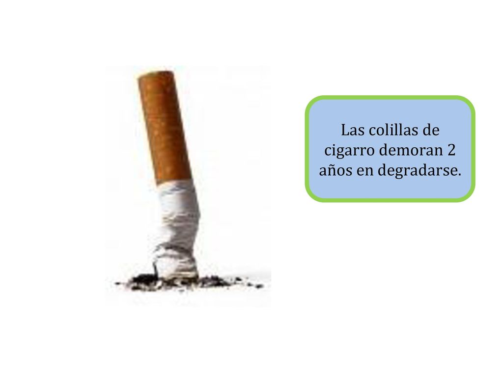 Las colillas de cigarro demoran 2 años en degradarse.