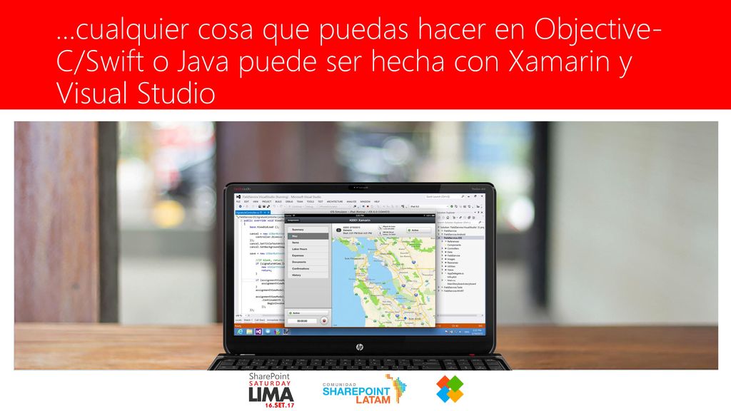 …cualquier cosa que puedas hacer en Objective-C/Swift o Java puede ser hecha con Xamarin y Visual Studio