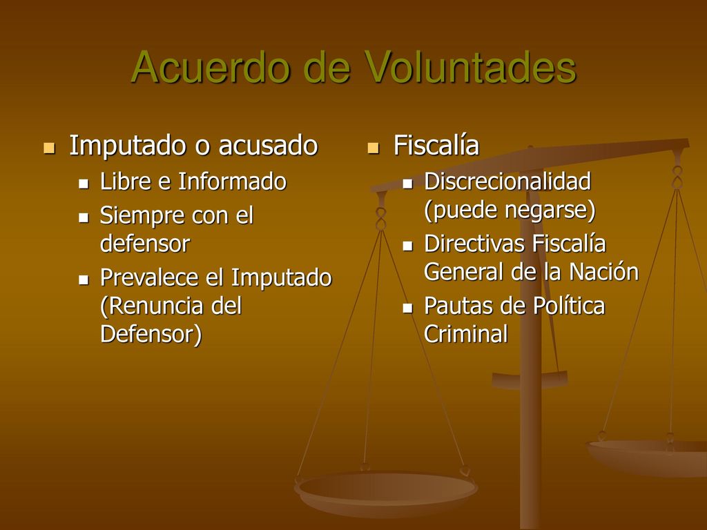 Acuerdo de Voluntades Imputado o acusado Fiscalía Libre e Informado