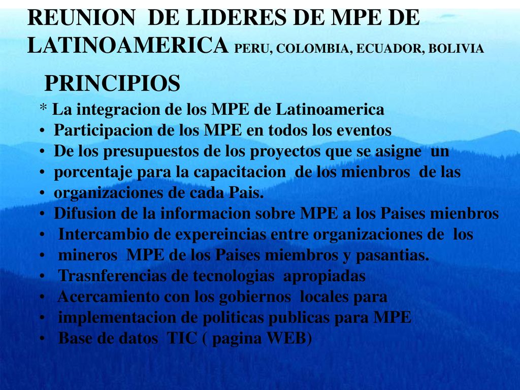 REUNION DE LIDERES DE MPE DE LATINOAMERICA PERU, COLOMBIA, ECUADOR, BOLIVIA