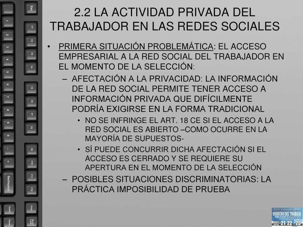 2.2 LA ACTIVIDAD PRIVADA DEL TRABAJADOR EN LAS REDES SOCIALES