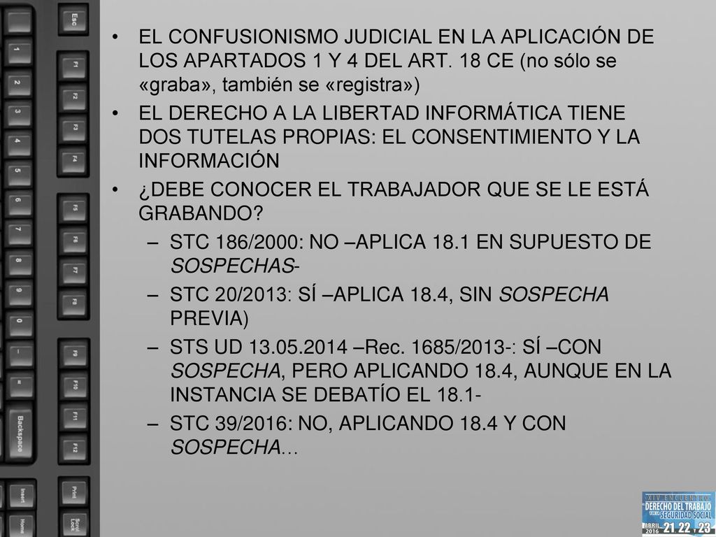 EL CONFUSIONISMO JUDICIAL EN LA APLICACIÓN DE LOS APARTADOS 1 Y 4 DEL ART. 18 CE (no sólo se «graba», también se «registra»)