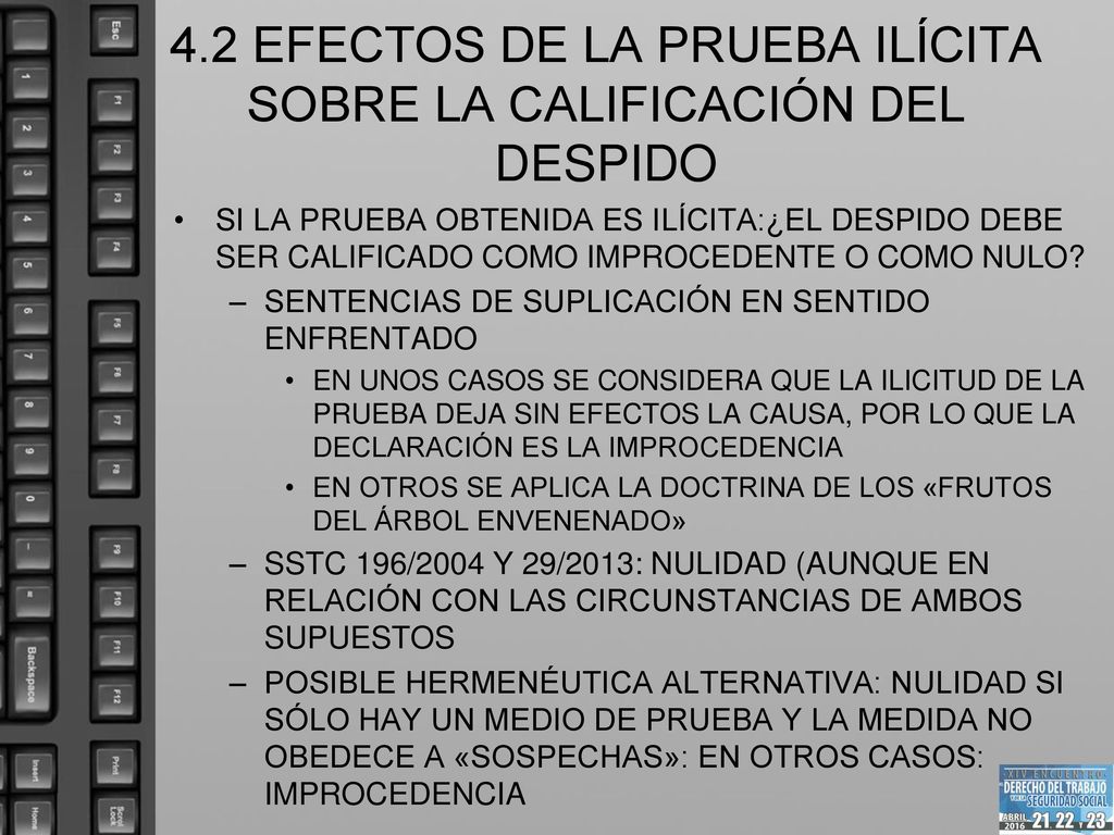 4.2 EFECTOS DE LA PRUEBA ILÍCITA SOBRE LA CALIFICACIÓN DEL DESPIDO