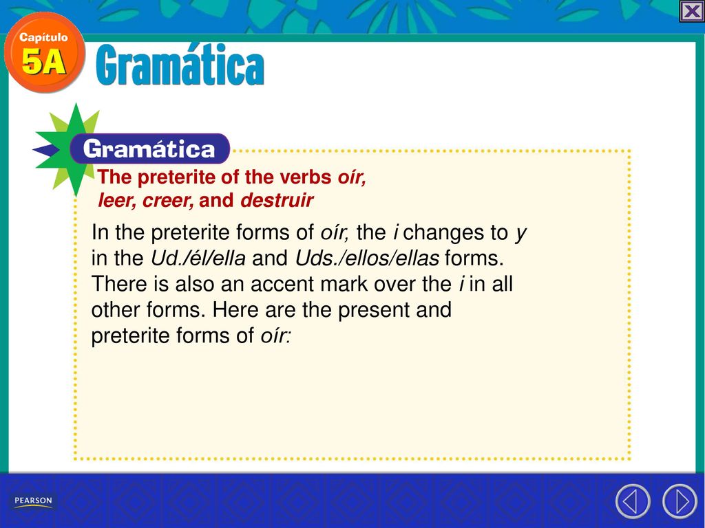 In the preterite forms of oír, the i changes to y