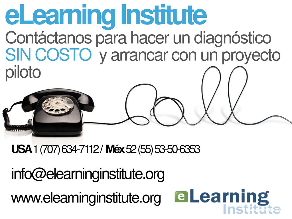 eLearning Institute Contáctanos para hacer un diagnóstico SIN COSTO y arrancar con un proyecto piloto.